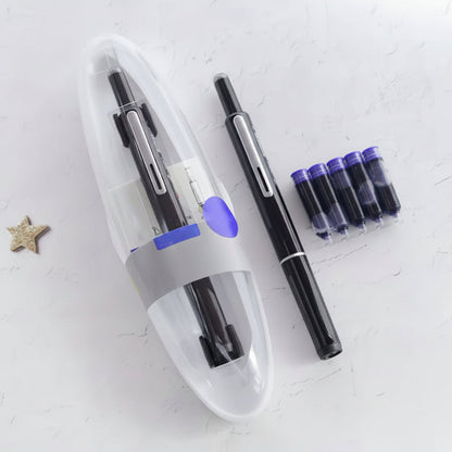 Fountain Pen Retractable Stainless Steel Refillable Writing Pen