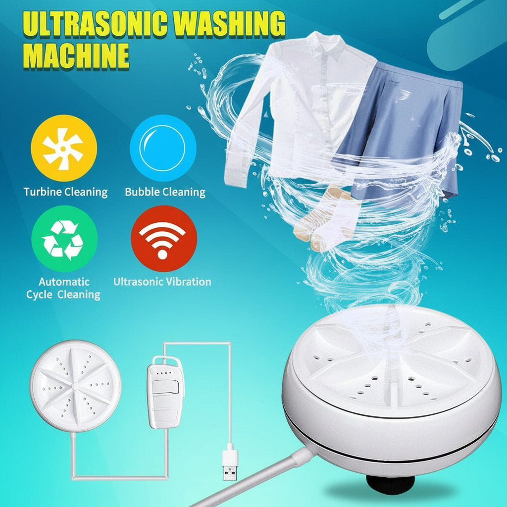 Mini Washing Machine Portable USB Ultrasonic Clothes Cleaner
