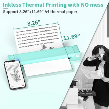Portable Thermal Printer Wireless Bluetooth Compact Paper Printer