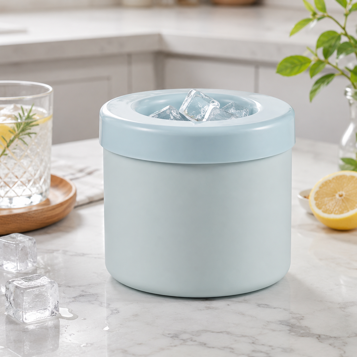 Portable Ice Maker Tray Compact Stackable Lidded