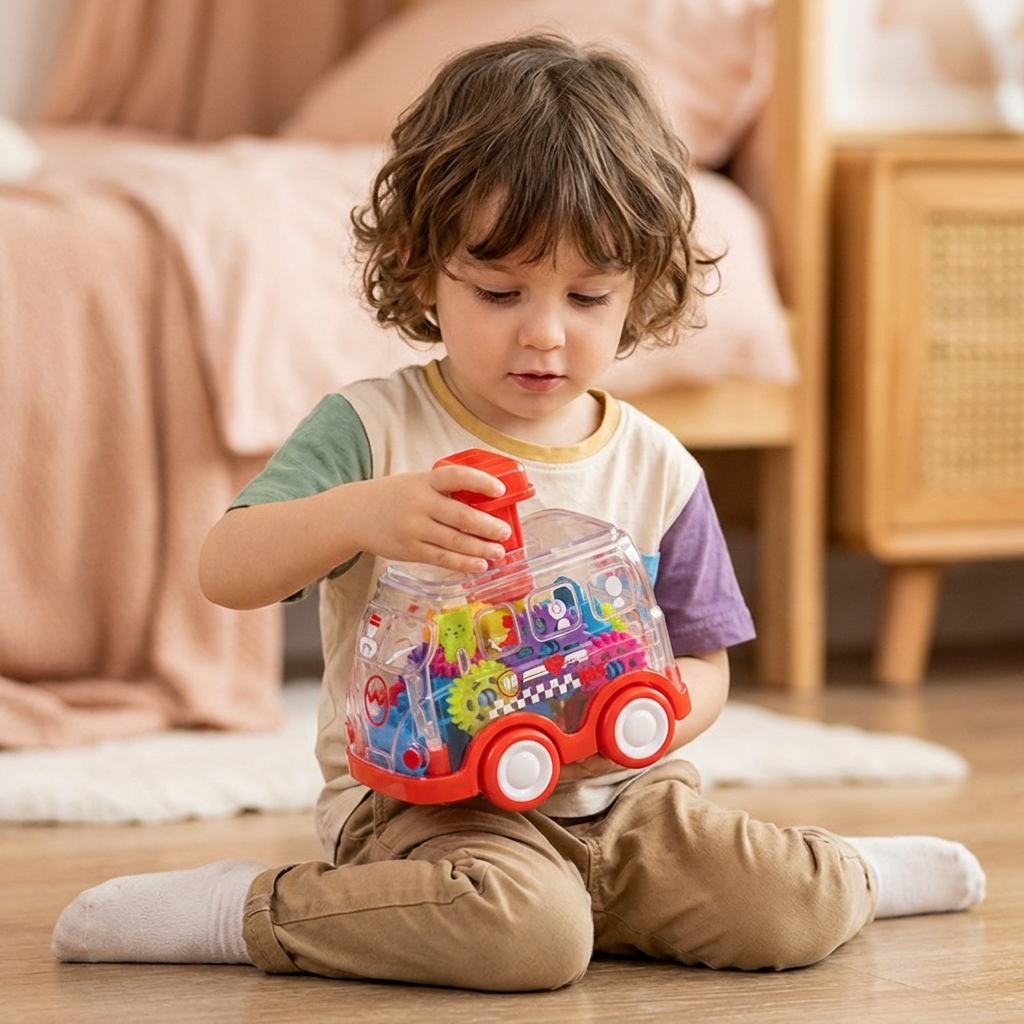 Gear Mechanism Push Go Toy Cars Kids Colorful Educational