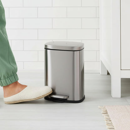 Trash Can Small Bathroom Stainless Steel Soft Close Pedal Bin
