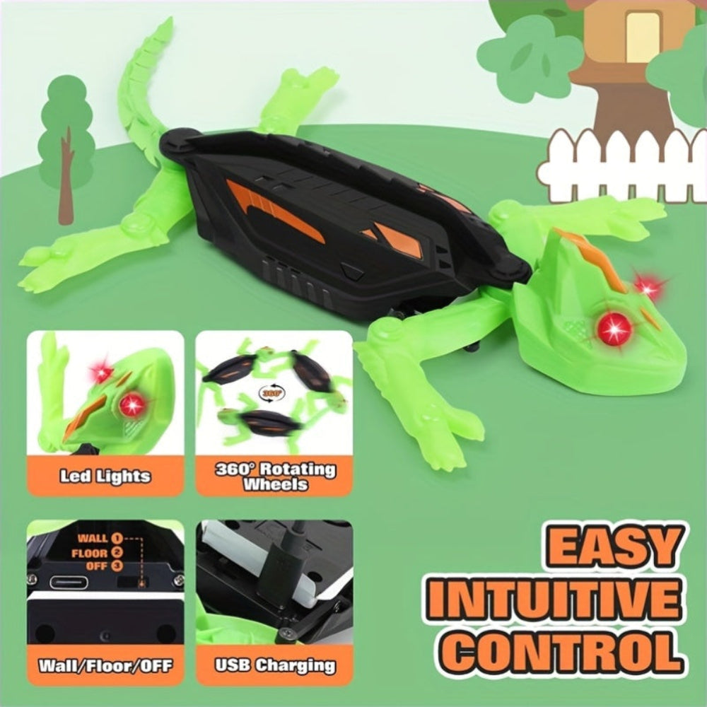 Kids Toy Lizard Remote Control Wall Climbing Robot LED Gecko