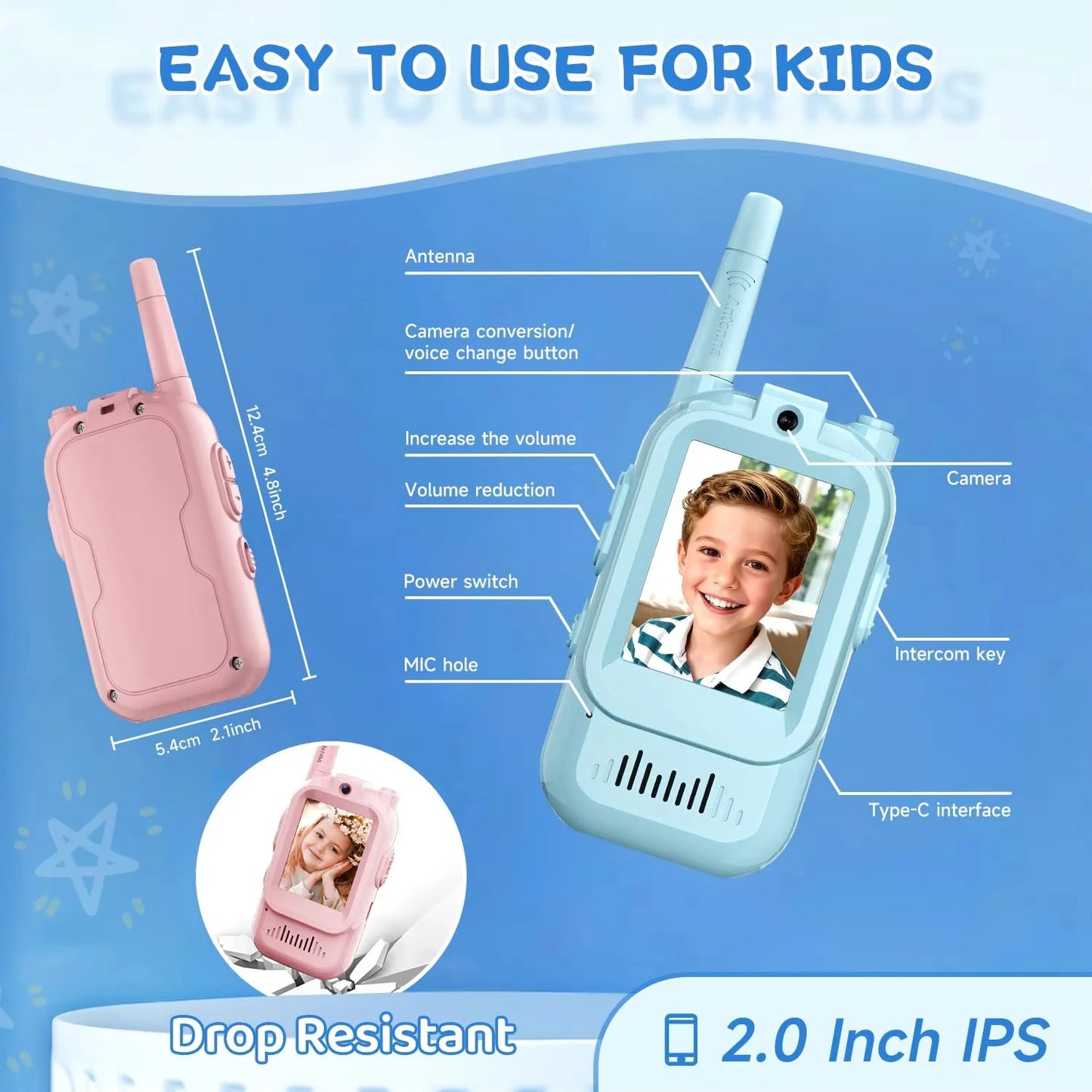 Video Walkie Talkies for Kids 2 Pack