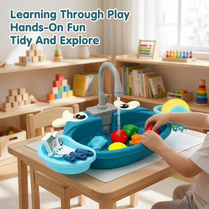 Children Play House Simulated Kitchen Dishwasher Sink Hand