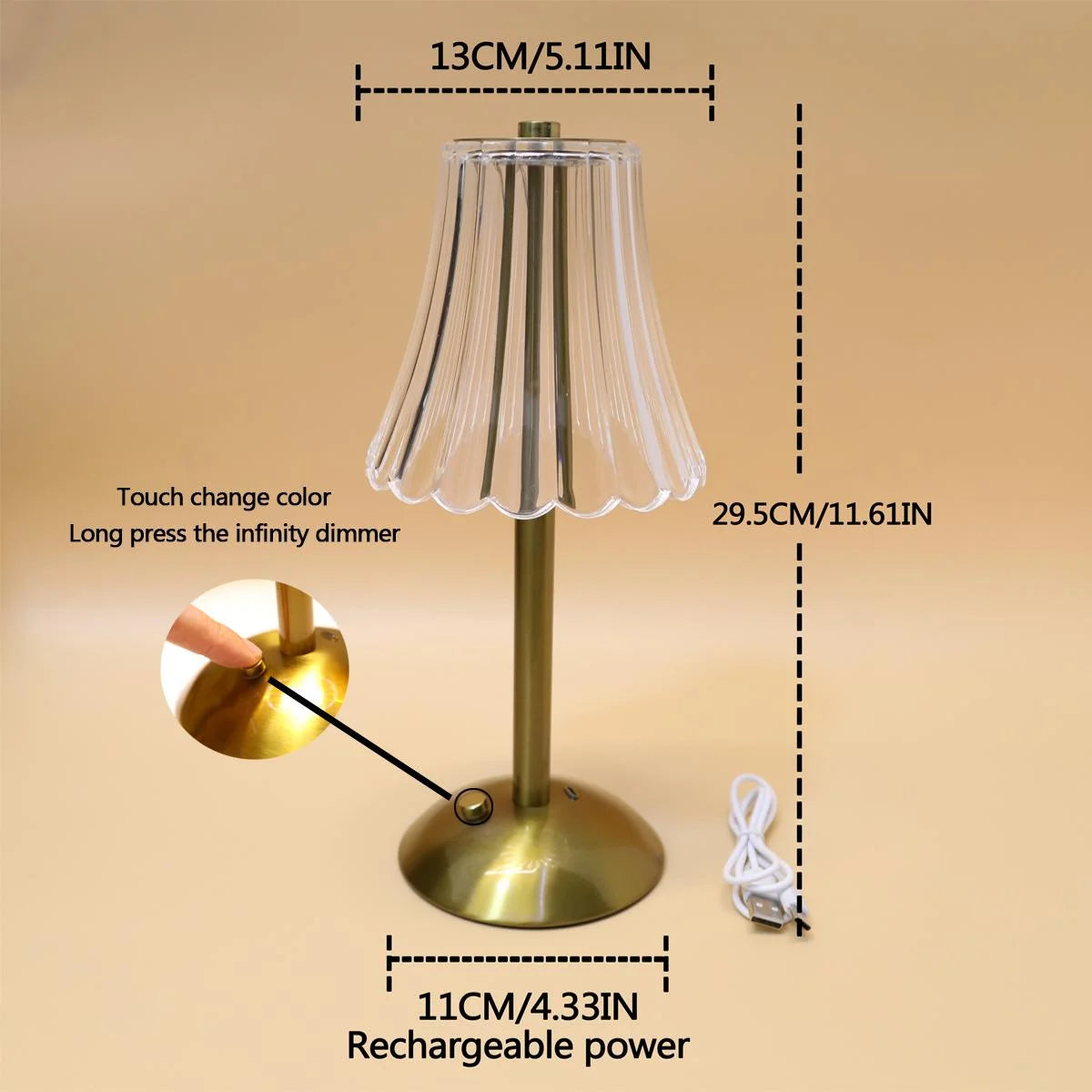 Vintage Crystal LED Desk Lamp