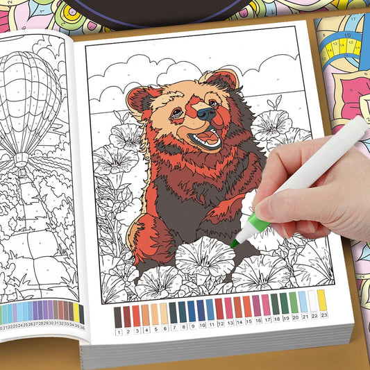 32 Themes Color by Number Book for Adults