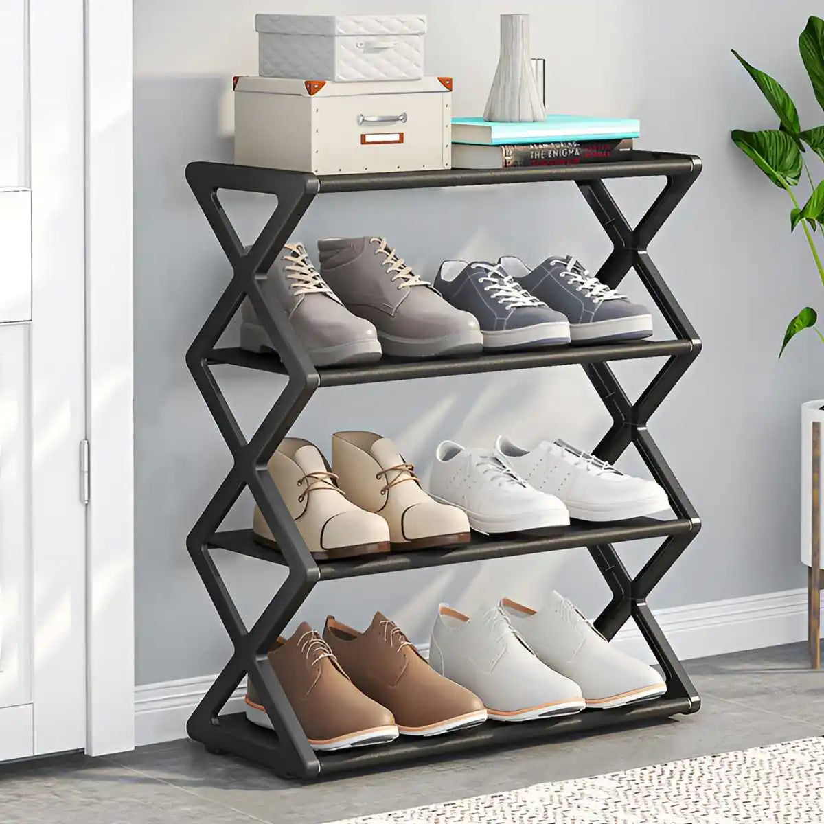Hot 4-Tier X-Type Shoe Storage Rack