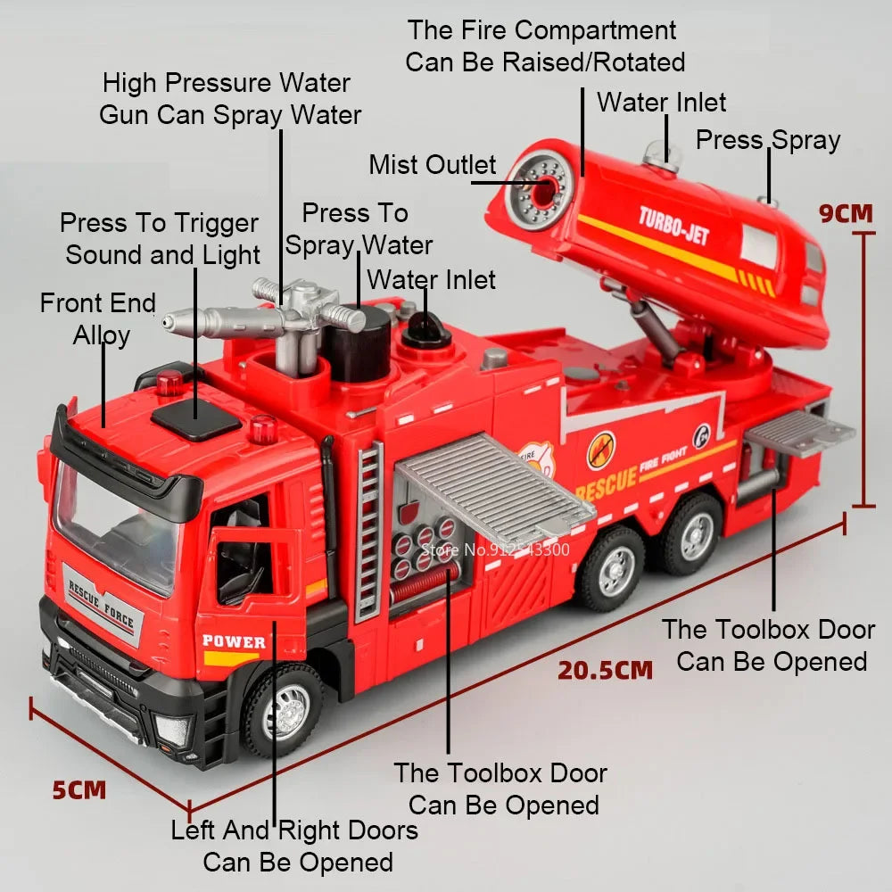 1:32 Scale Water Spray Fire Truck Model Ladder