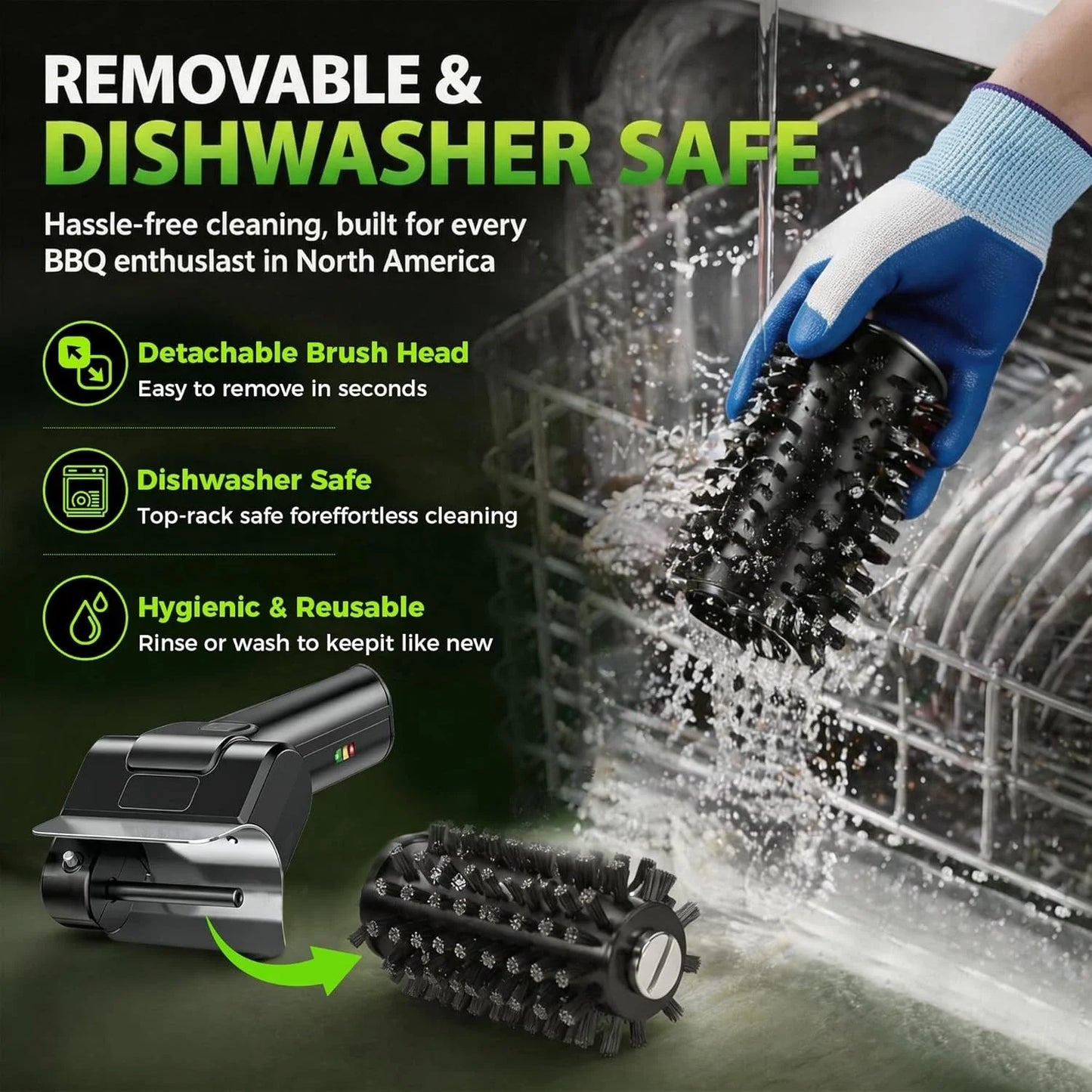 Portable Electric Grill Brush High Speed Handheld BBQ