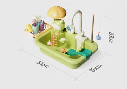 Kids Kitchen Sink Toys Electric Dishwasher Playing Toy