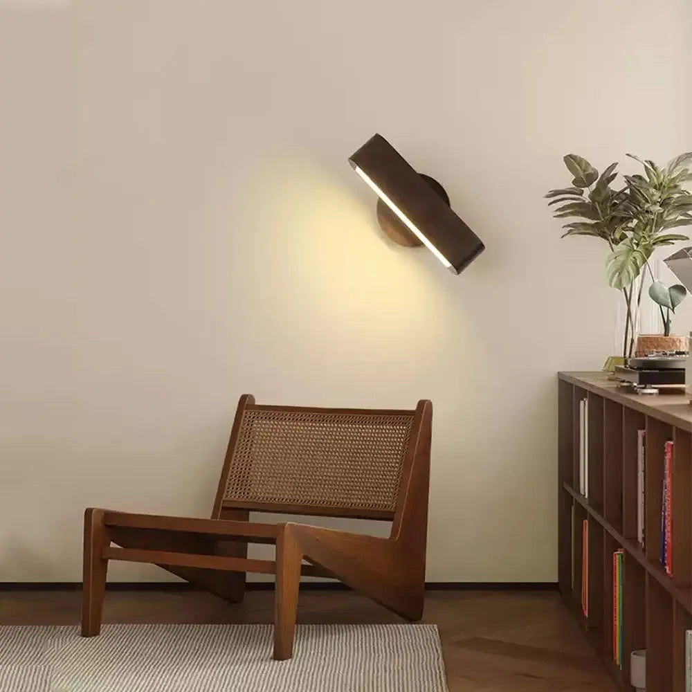 Rotating Wall Lamp | Japanese Solid Wood & Aluminium Design