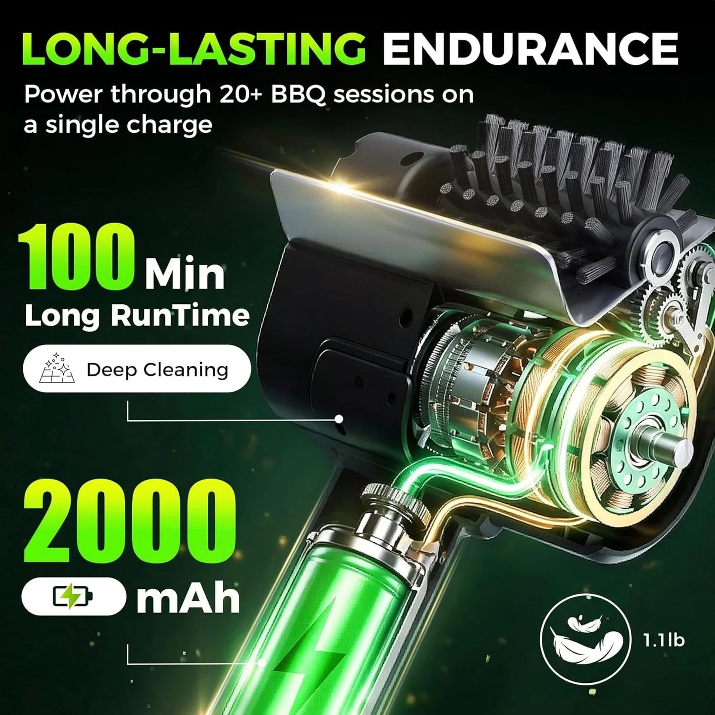 Portable Electric Grill Brush High Speed Handheld BBQ