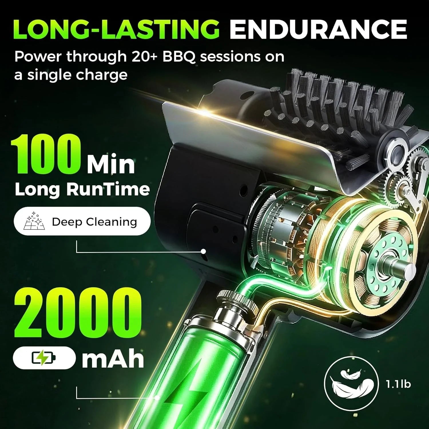 Portable Electric Grill Brush High Speed Handheld BBQ