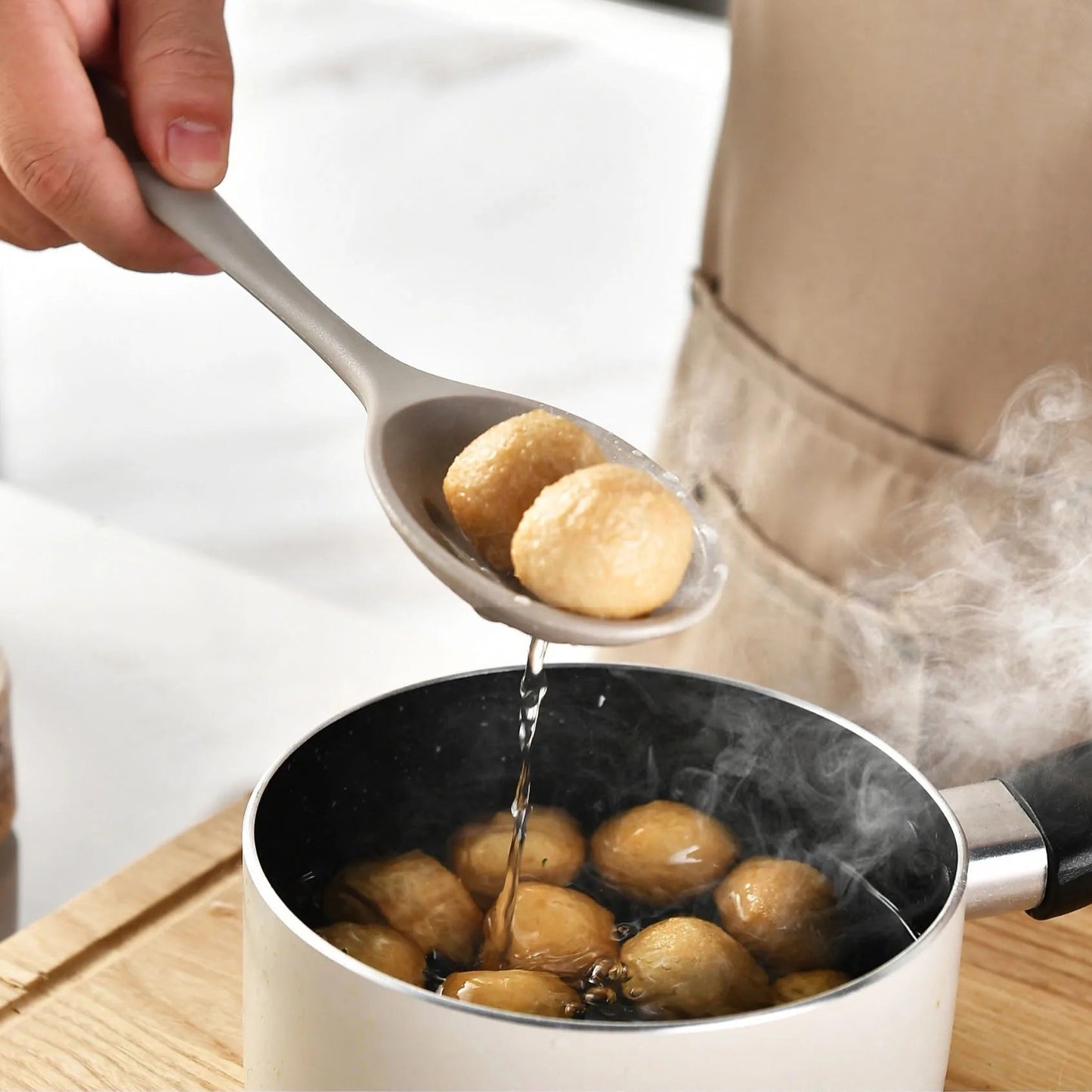 15Pcs Khaki Food Grade Silicone Kitchen Cookware Utensils