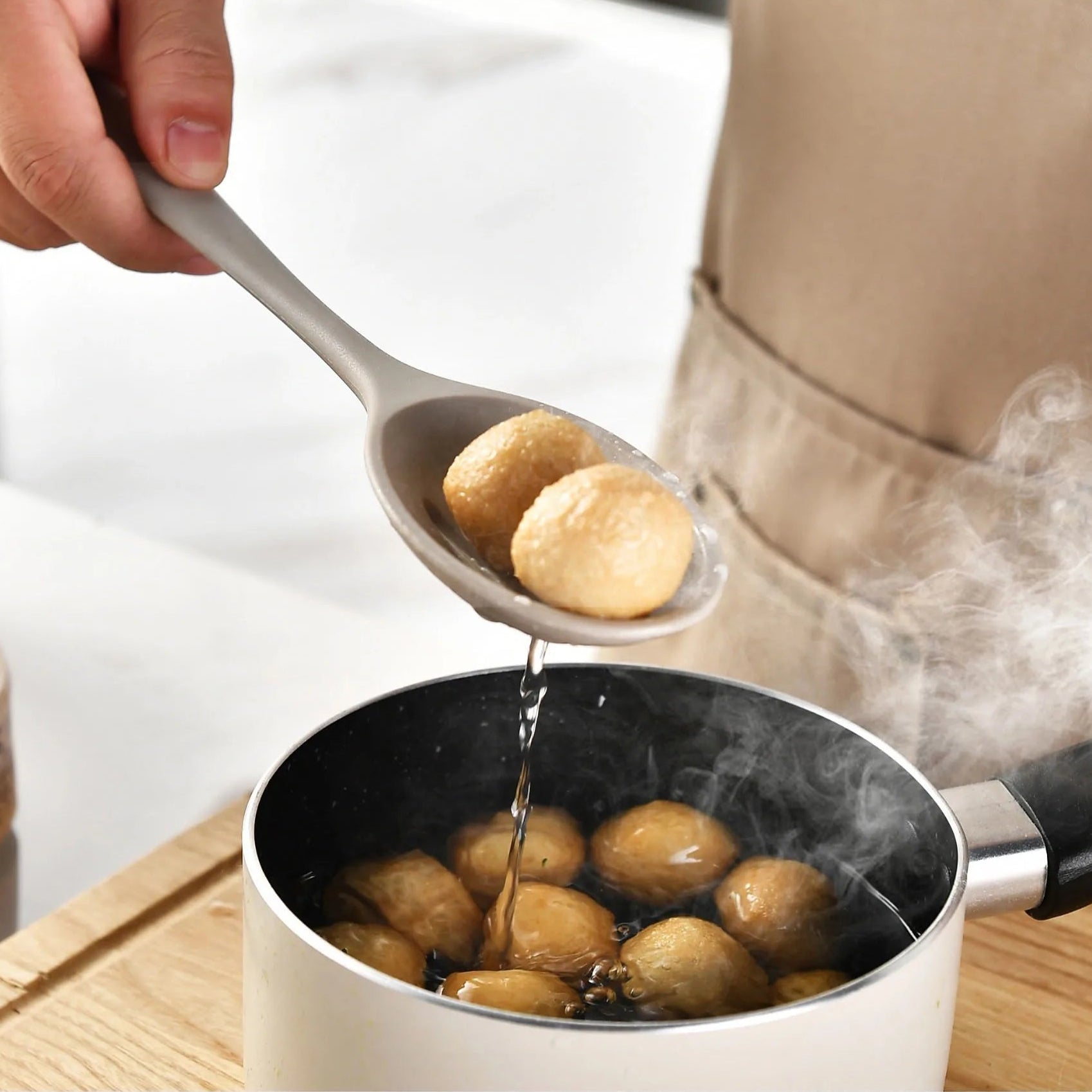 15Pcs Khaki Food Grade Silicone Kitchen Cookware Utensils