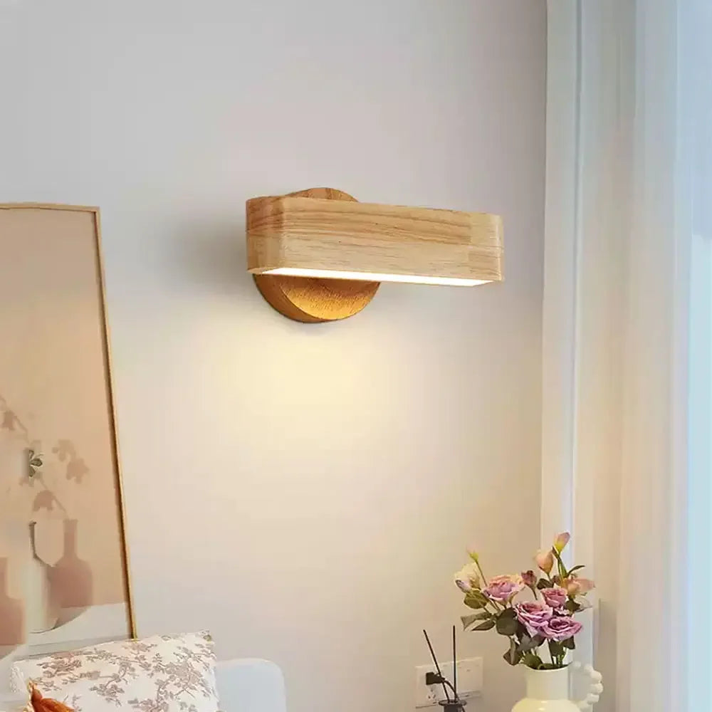 Rotating Wall Lamp | Japanese Solid Wood & Aluminium Design