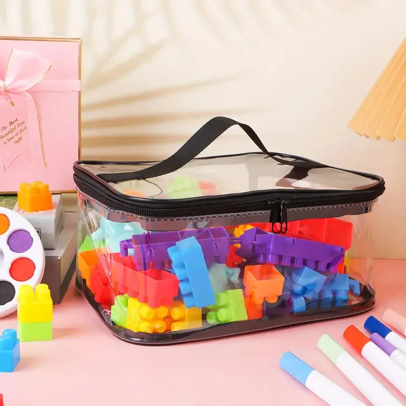 Transparent Mesh Toy Storage Bag | Large Capacity Organizer for Toys, Puzzles & Building Blocks