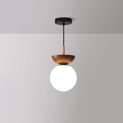 Japanese Style Ceiling Light | Minimal Wood & Glass Design