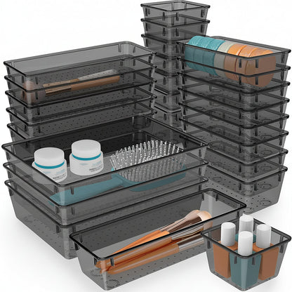 Drawer Organizer Plastic Storage Trays Set Kitchen Office Bathroom