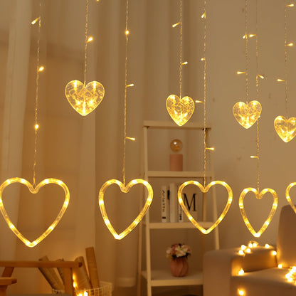 String Lights Heart Shaped Warm LED Window Decoration