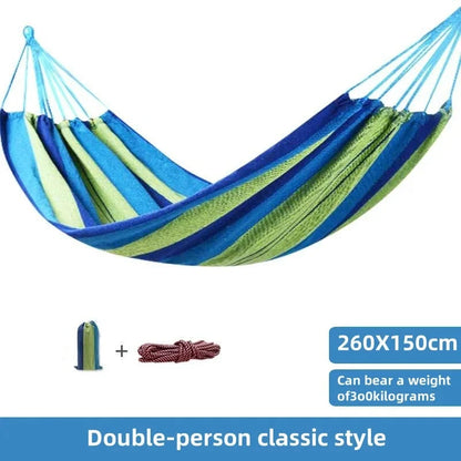 Canvas Hammock | Striped Double Swing Bed - Indoor & Outdoor Camping Hammock