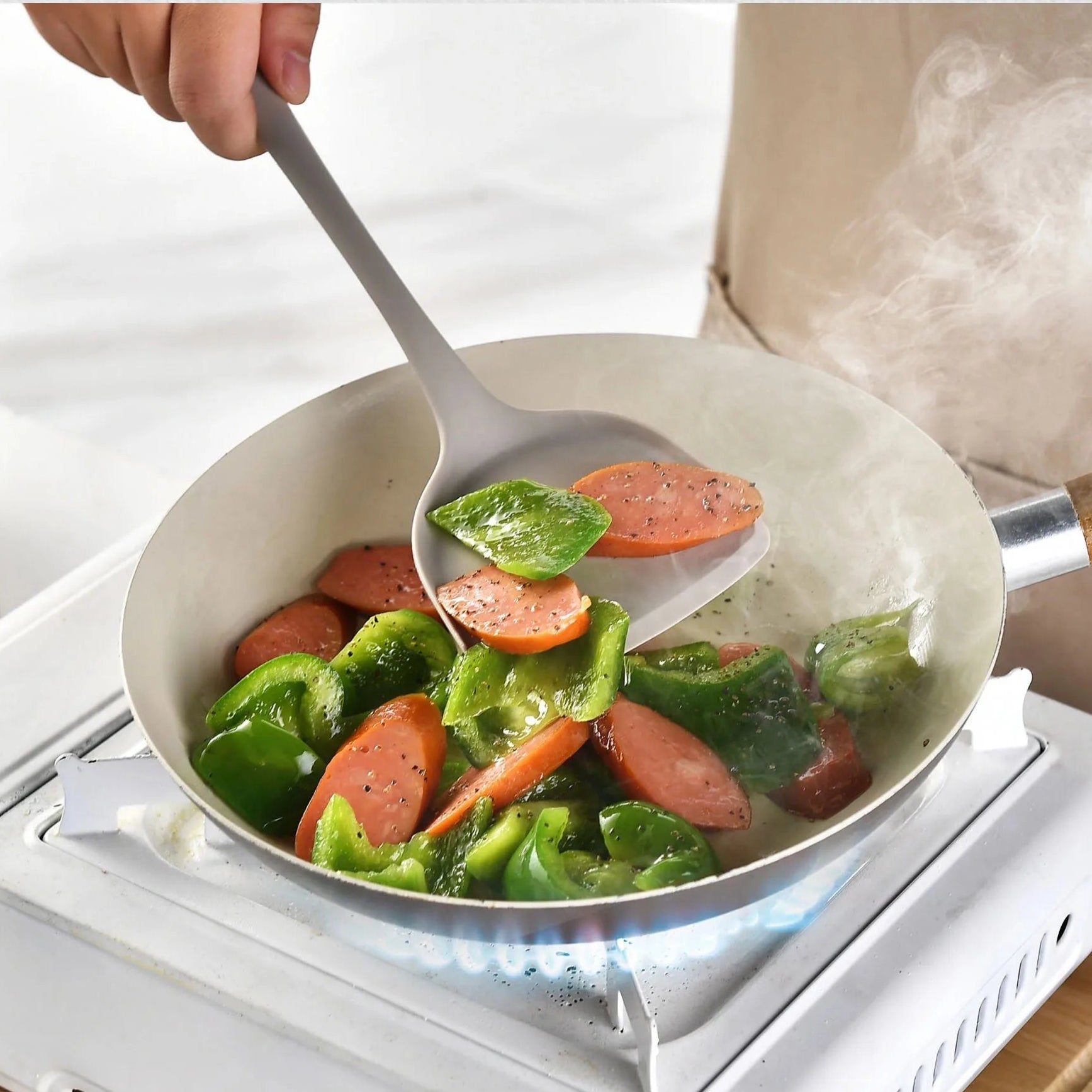 15Pcs Khaki Food Grade Silicone Kitchen Cookware Utensils