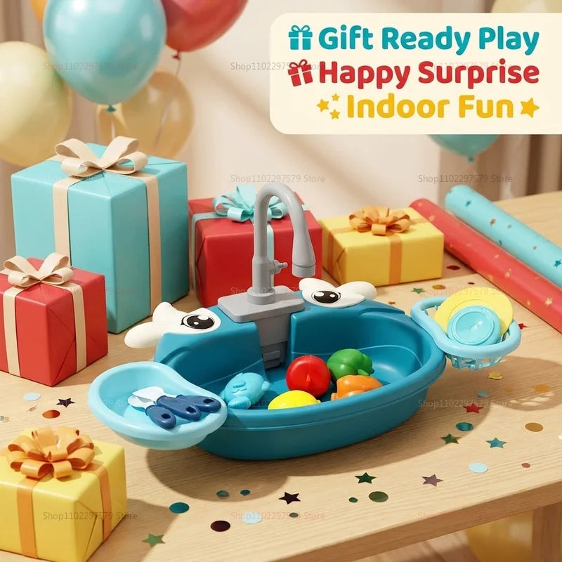 Children Play House Simulated Kitchen Dishwasher Sink Hand