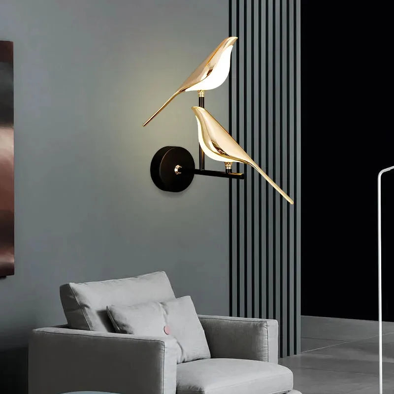 Modern LED Wall Lamp Magpie Bird Indoor Lighting