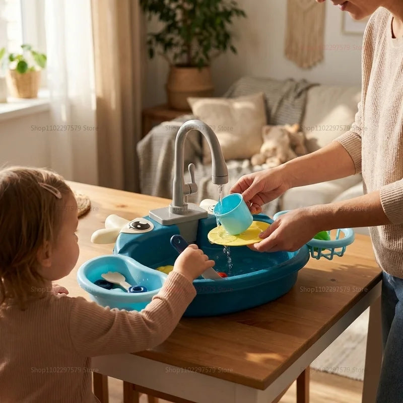Children Play House Simulated Kitchen Dishwasher Sink Hand