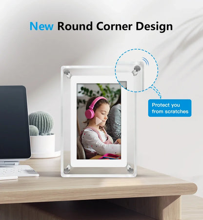 ClearFrame | Acrylic Digital Photo Frame | Portable IPS Display with Built-in Battery