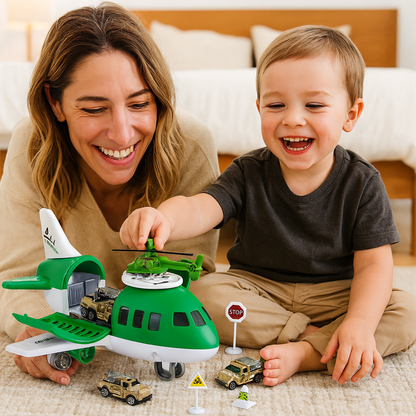 Toy Playset Airplane Vehicle Transport Kids Action Set