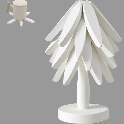 Kitchen Trivet Wooden Heat Resistant Folding Tree Design Set