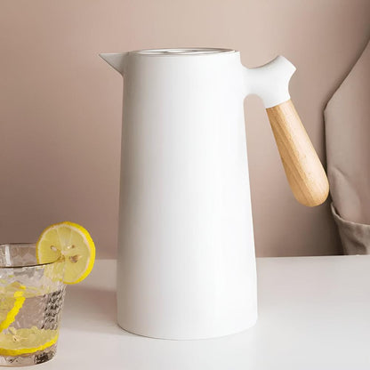 Thermal Carafe Insulated Wood Handle Beverage Server