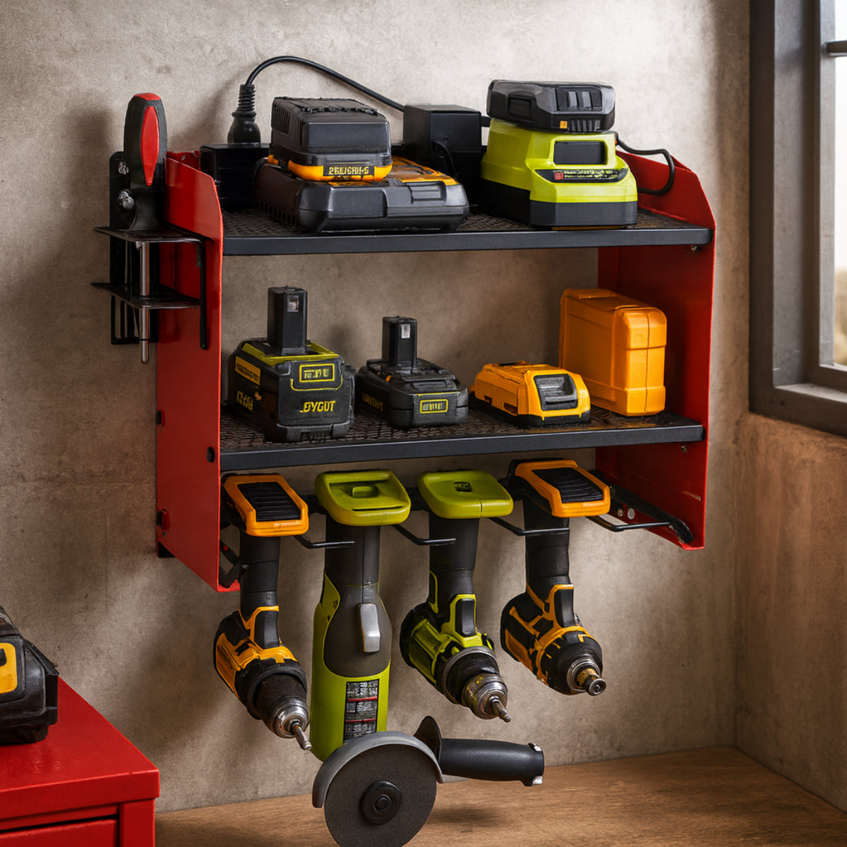 Tool Organizer Wall Mount Power Station Garage Storage Shelf