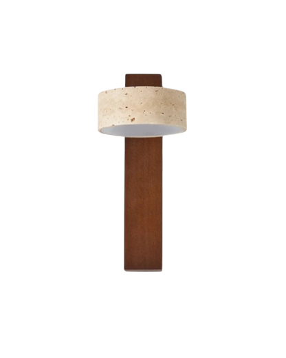 Travertine Wall Lamp | Modern Stone & Wood Sconce
