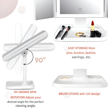 Vanity Mirror LED Adjustable Lighting Foldable Makeup Stand