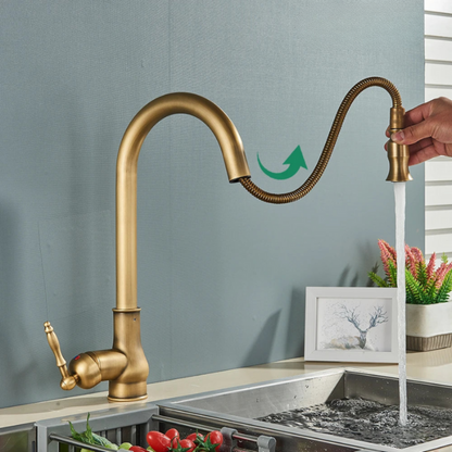Kitchen Faucet Brass Vintage Swivel Spout Mixer