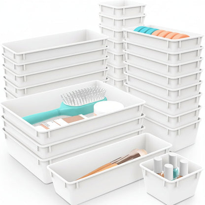 Drawer Organizer Plastic Storage Trays Set Kitchen Office Bathroom