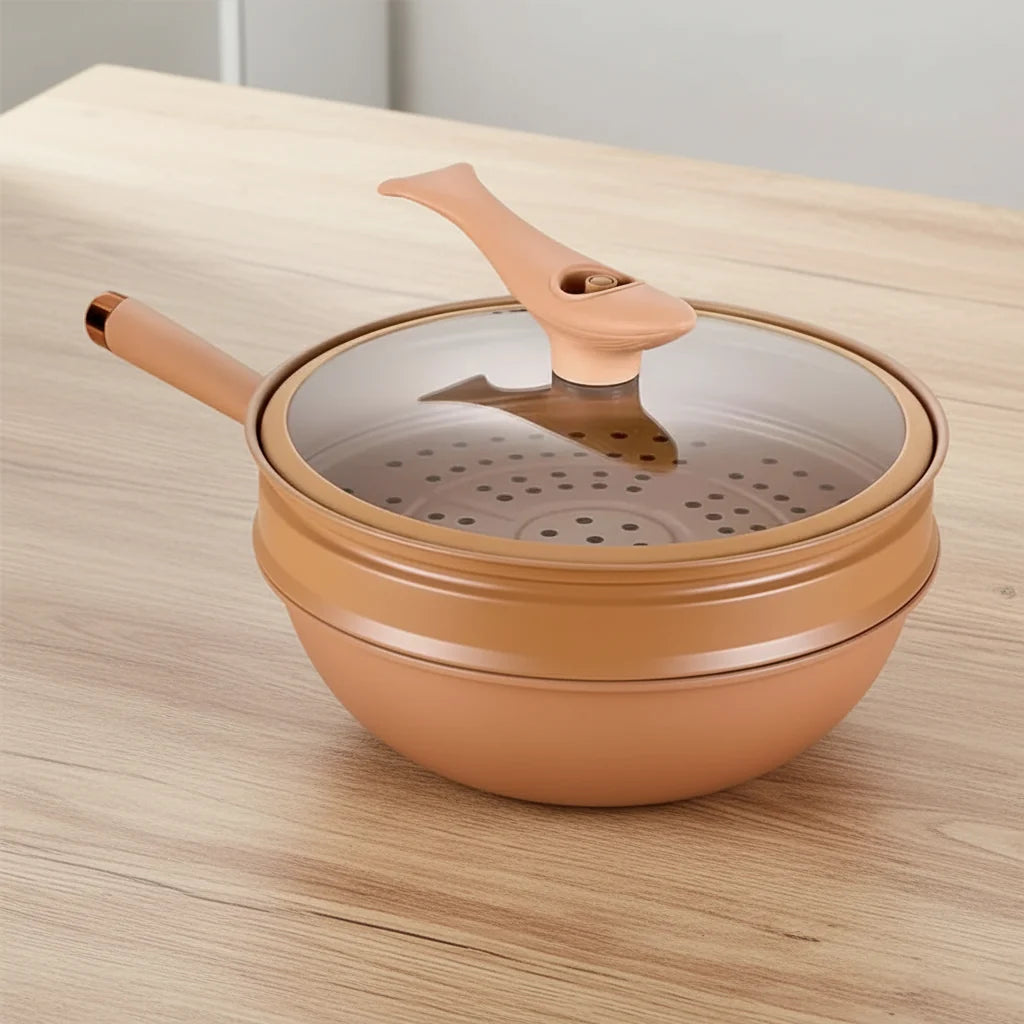 Wok Pan Nonstick Steamer Lid Steamer