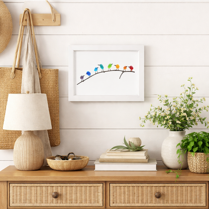 Wall Art Picture Frame Sea Glass Bird Driftwood Coastal Display