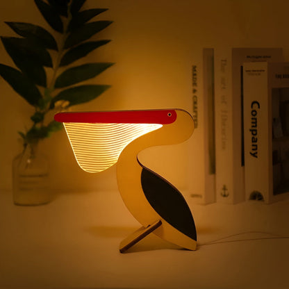 Wooden Animal Table Lamp Cute Kids Night Light USB LED Bedside Lamp 2
