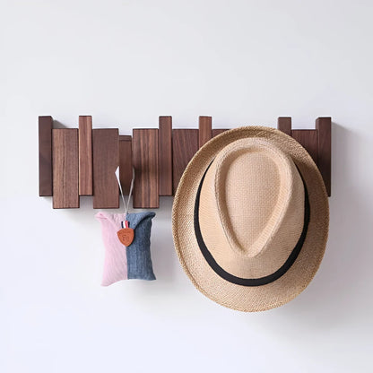 Wall Hook Wooden Rack Folding Piano Style Hanging Organizer