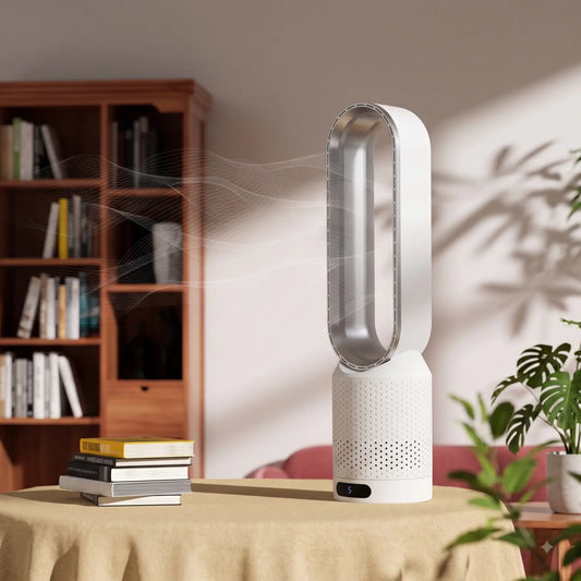 Ventilatore senza pale con purificatore d'aria, telecomando e oscillazione a 90°