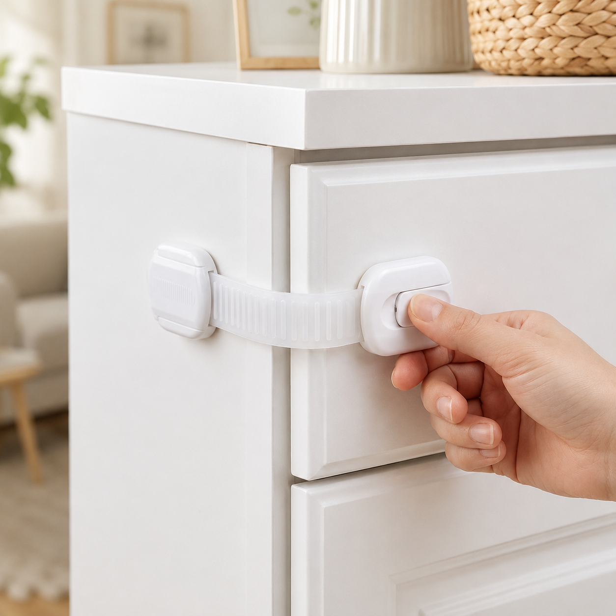 Baby Proof Cabinet Locks Child Safety Adhesive Straps - Image 1