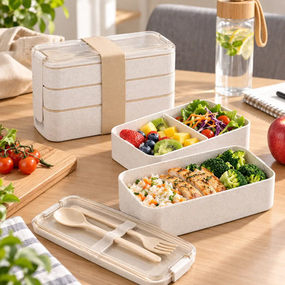 EcoStack | 3-Tier Bento Lunch Box | Wheat Straw 900 ml