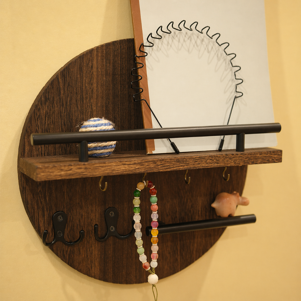 Round Wooden Key Holder | Stylish & Eco-Friendly Wall Organiser