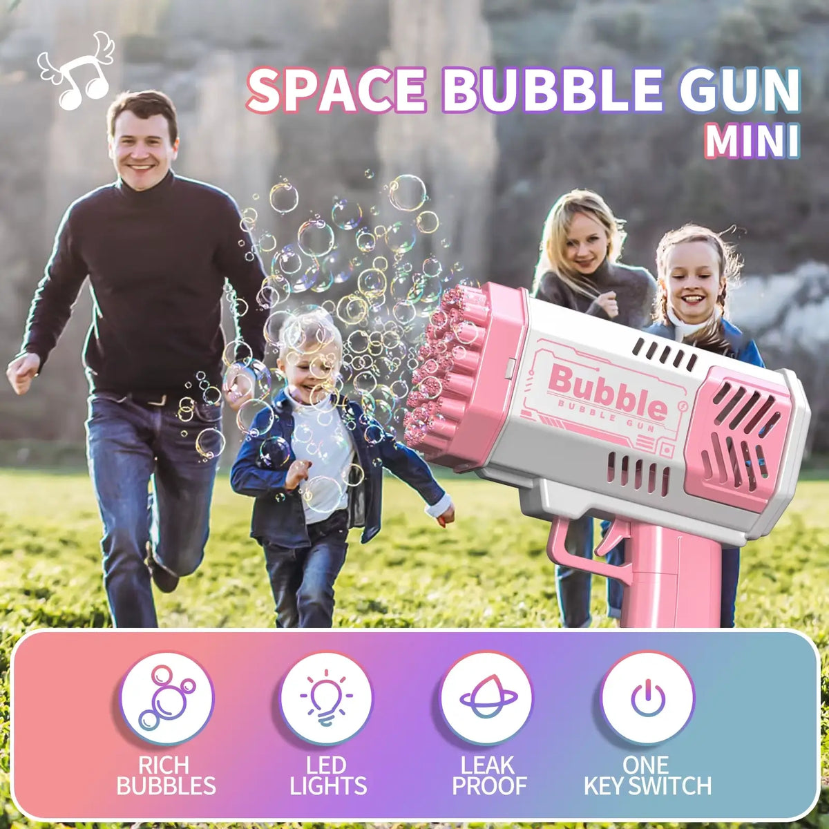 Bubble Gun LED Bubble Blower Toy Outdoor Kids Play