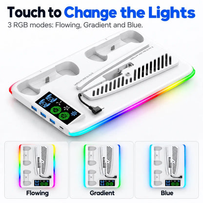 PS5 RGB Cooling Stand with Controller Charging Dock