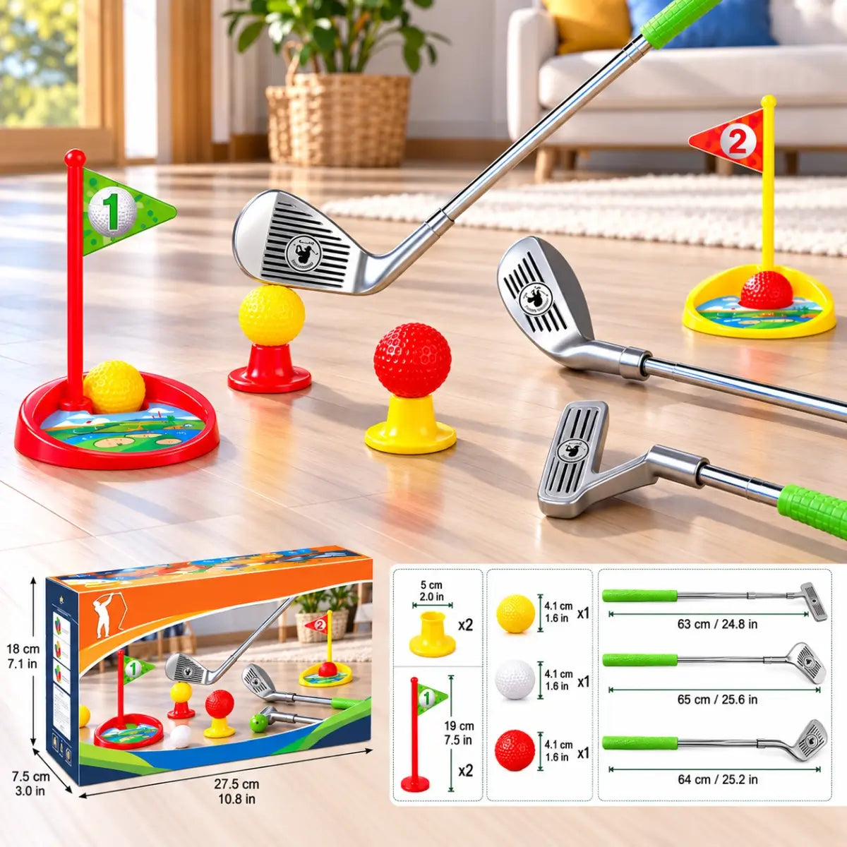 Kids Retractable Golf Club Set Indoor Outdoor Play